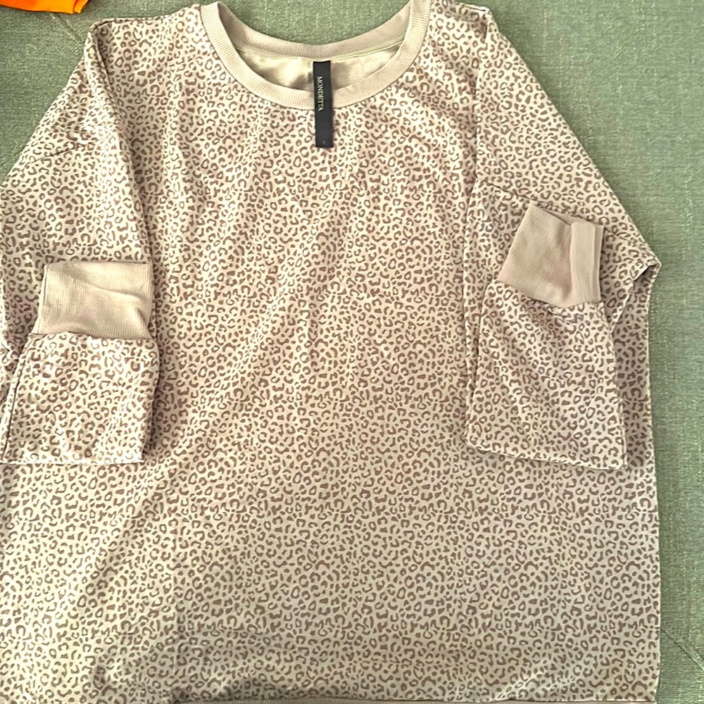 Light Pink Leopard Print Crew Neck
